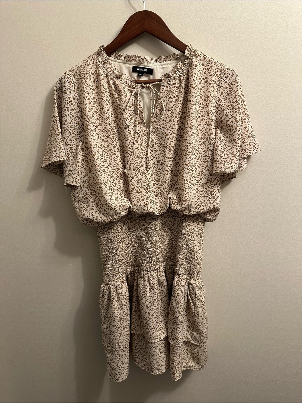Wishlist Cream Floral Smocked Mini Dress
